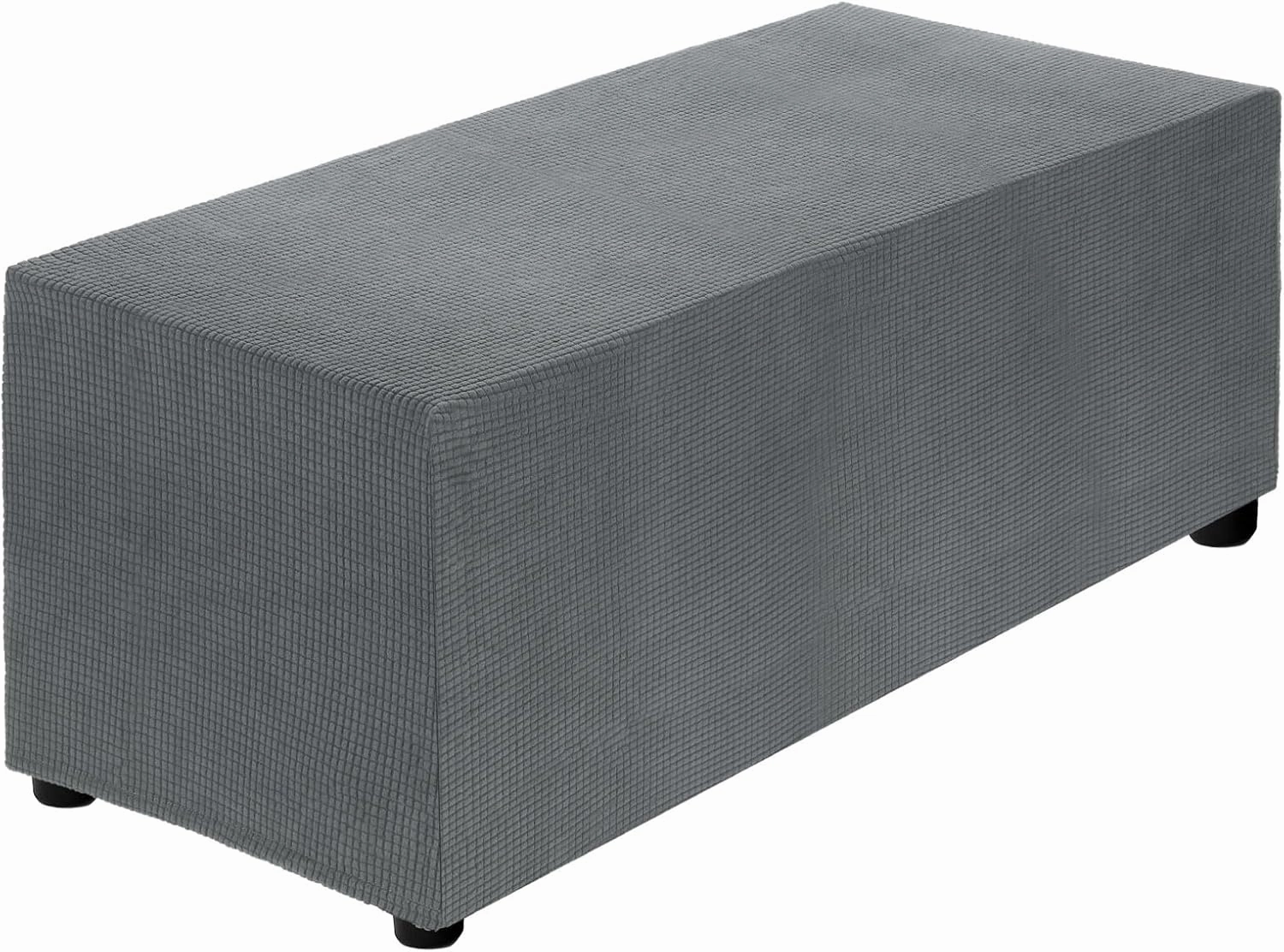 uxcell Stretch Ottoman Cover Rectangular Oversized Square Ottoman Slipcover with Elastic for Foot Stool Living Room Bedroom Fit Length 130-160cm / 51"-63", X-Large, Dark Gray