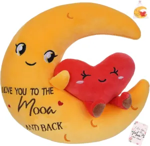 Valentine’s Stuffed Animal - Moon Love Plush for Daughter I Love You to The Moon and Back Gifts for Wife Sister Couple Best Friend Proposal Gift, 10 inch