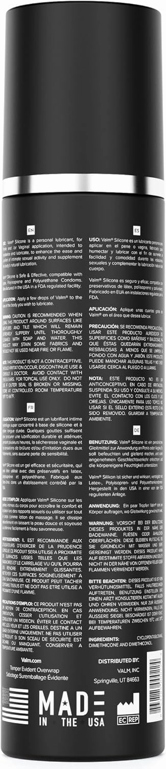 Valm Silicone Lube, Long Lasting, Silicone-Based Personal Lubricant for Men, Women, & Couples, 8.5 Fl Oz