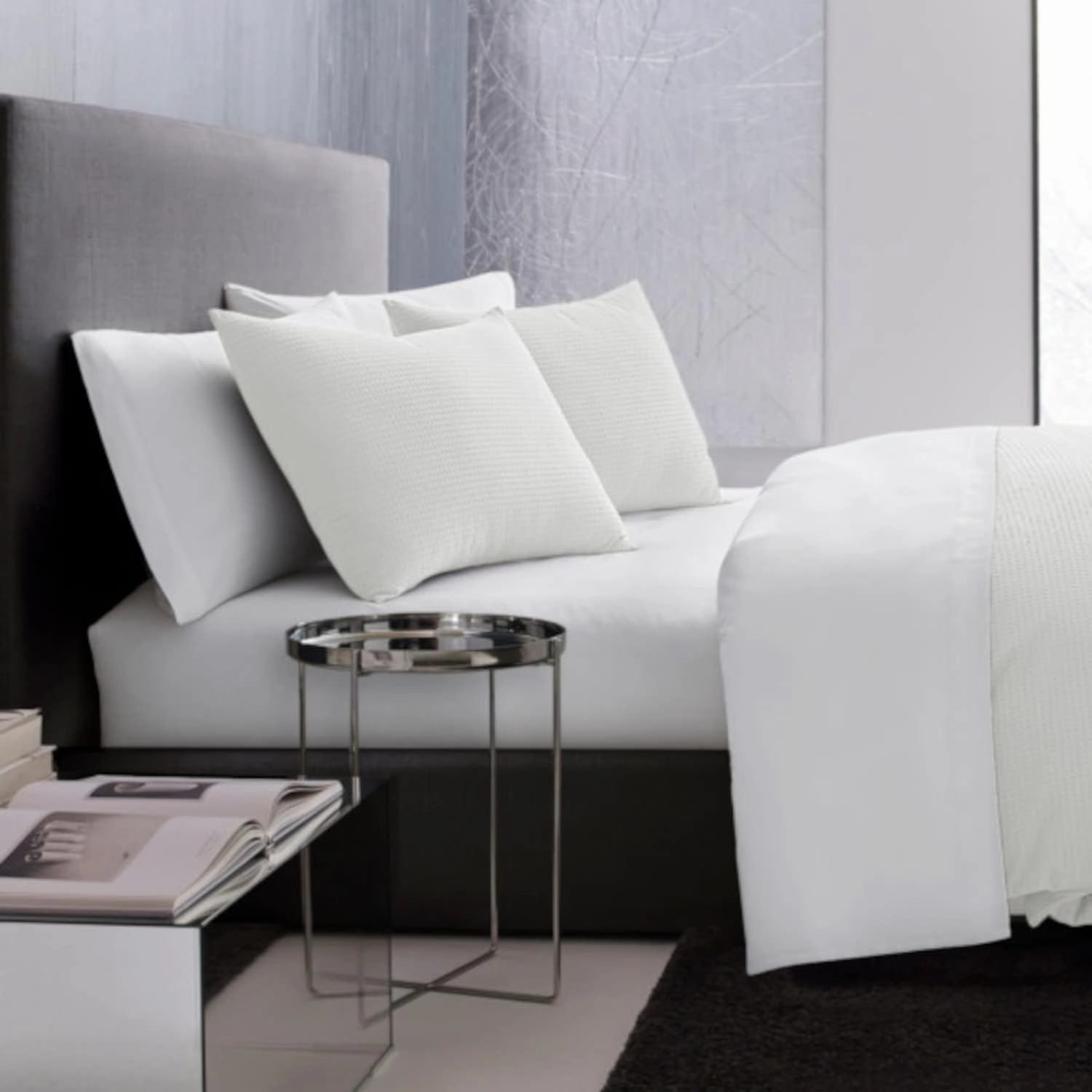 Vera Wang - King Comforter Set, Luxury Cotton Bedding with Matching Shams, Medium Weight & Ideal for All Seasons (Waffle Pique King, White)