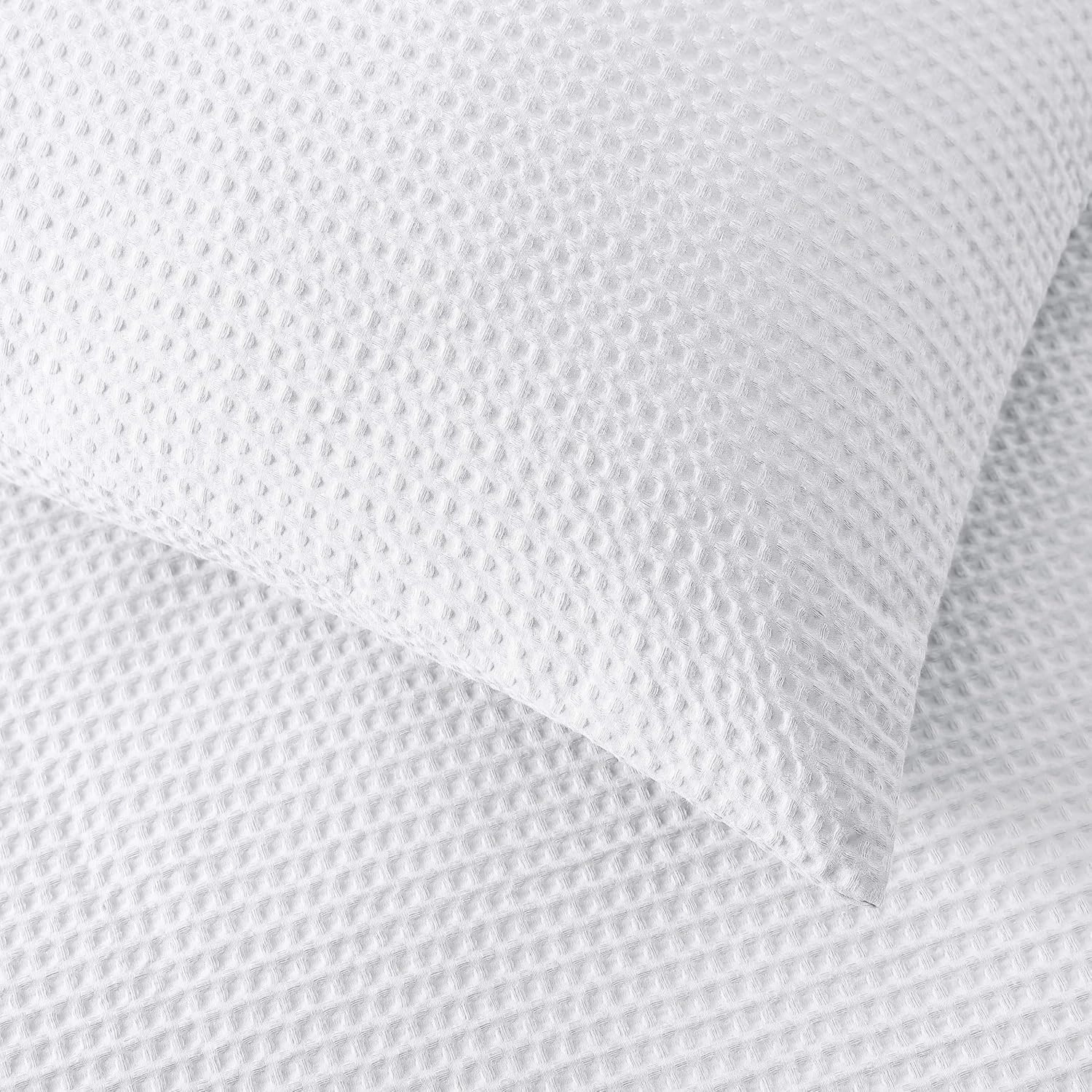 Vera Wang - King Comforter Set, Luxury Cotton Bedding with Matching Shams, Medium Weight & Ideal for All Seasons (Waffle Pique King, White)
