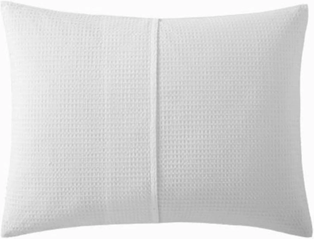 Vera Wang - King Comforter Set, Luxury Cotton Bedding with Matching Shams, Medium Weight & Ideal for All Seasons (Waffle Pique King, White)