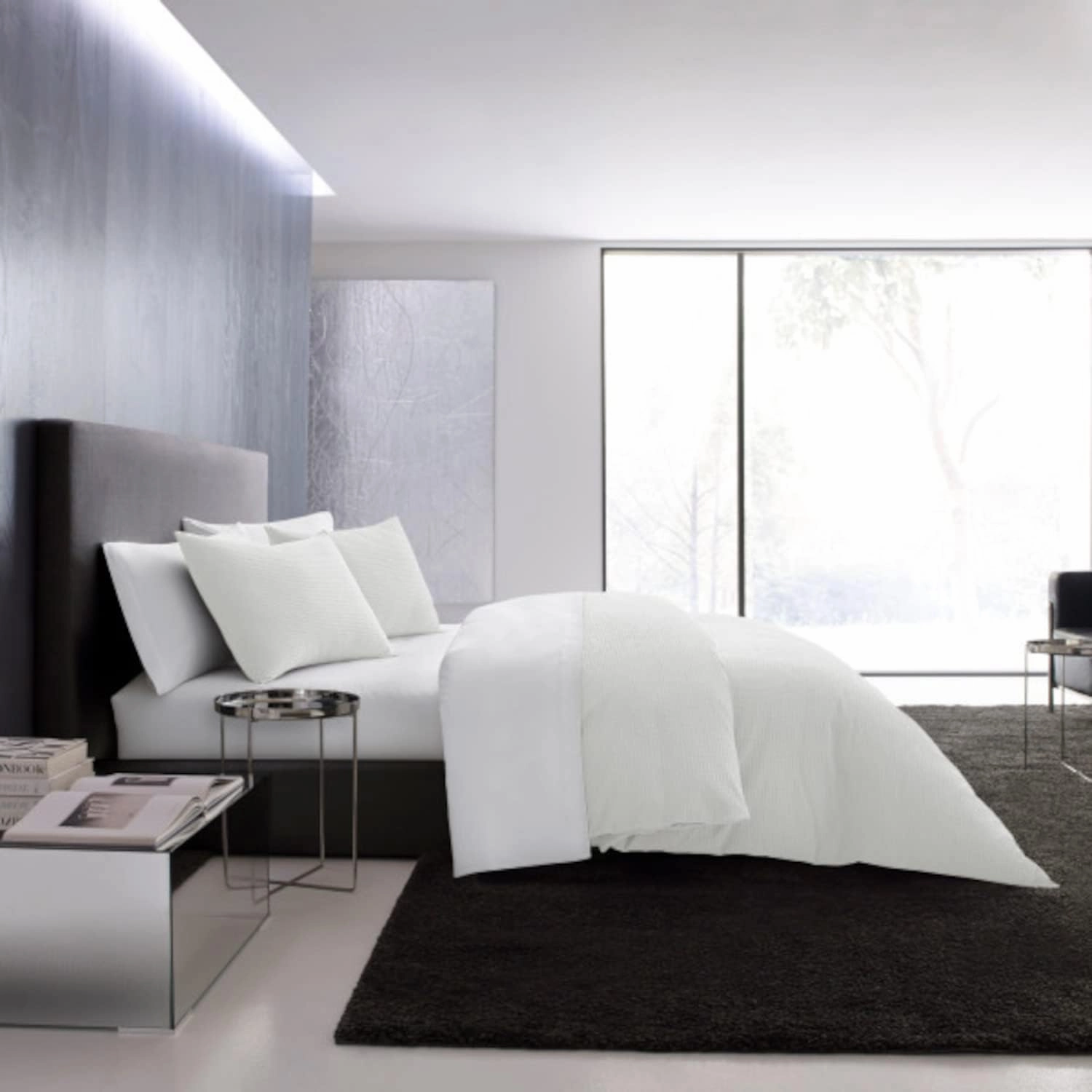 Vera Wang - King Comforter Set, Luxury Cotton Bedding with Matching Shams, Medium Weight & Ideal for All Seasons (Waffle Pique King, White)