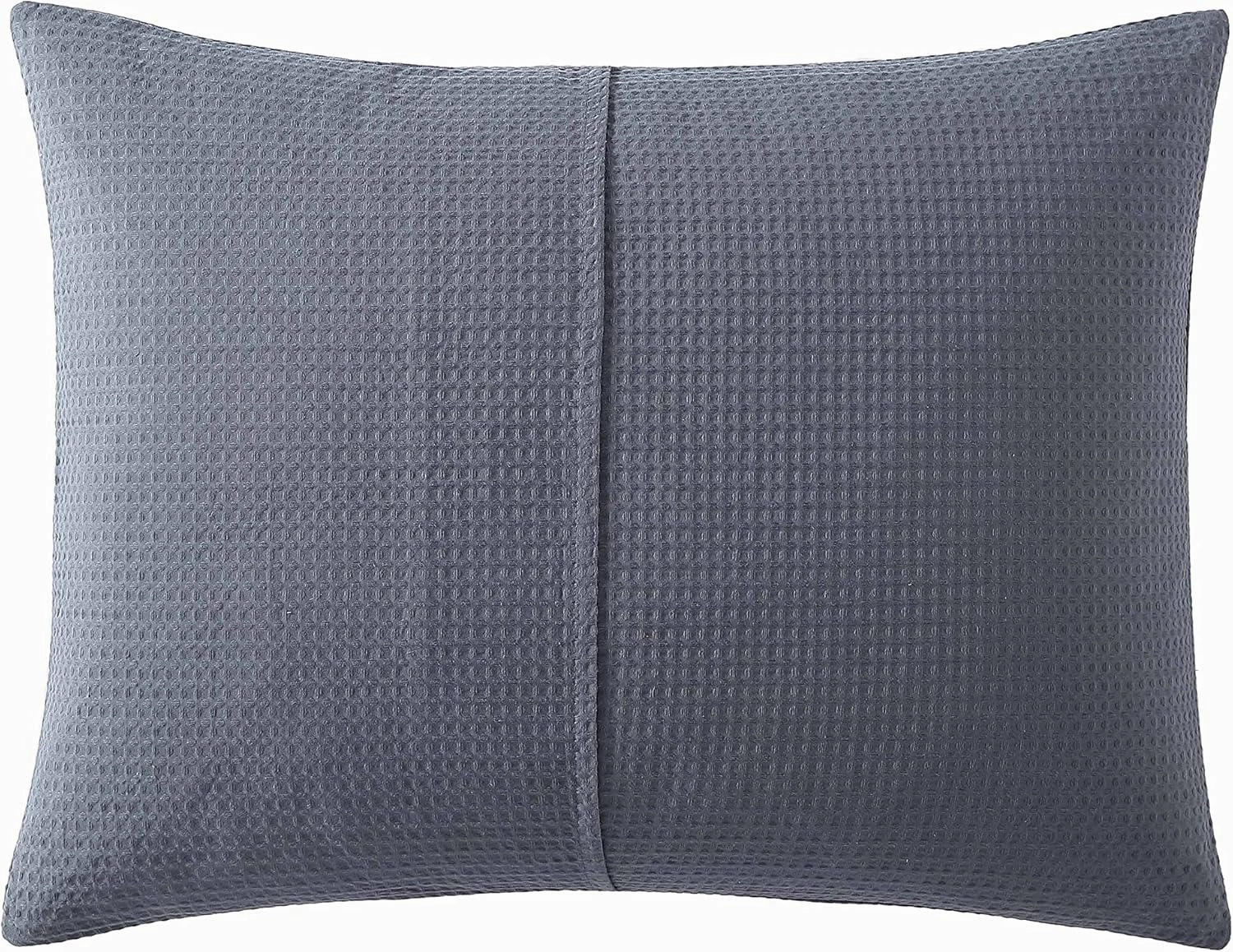 Vera Wang - Queen Duvet Cover Set, Soft Cotton Bedding Set with Matching Shams, Button Closure, Chic Room Essentials (Waffle Pique Midnight Blue, Queen)