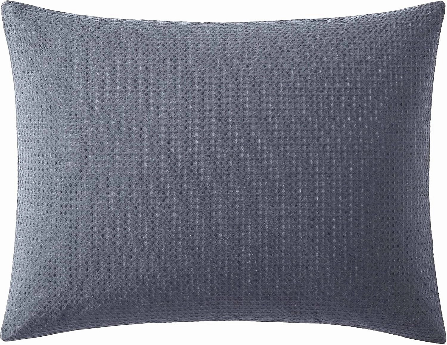Vera Wang - Queen Duvet Cover Set, Soft Cotton Bedding Set with Matching Shams, Button Closure, Chic Room Essentials (Waffle Pique Midnight Blue, Queen)