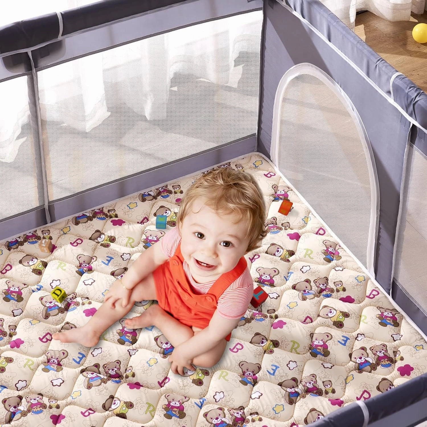 Vibe Bear Baby Play Mat - 79" X 71",Premium Thicker Foam One-Piece Crawling Mat, Extra Large Anti-Slip Activity Playmat for Babies, Toddlers & Infants