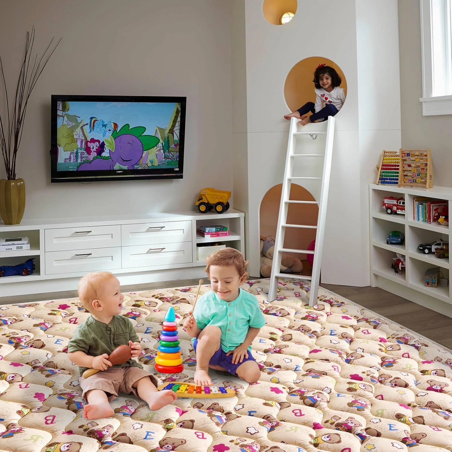 Vibe Bear Baby Play Mat - 79" X 71",Premium Thicker Foam One-Piece Crawling Mat, Extra Large Anti-Slip Activity Playmat for Babies, Toddlers & Infants