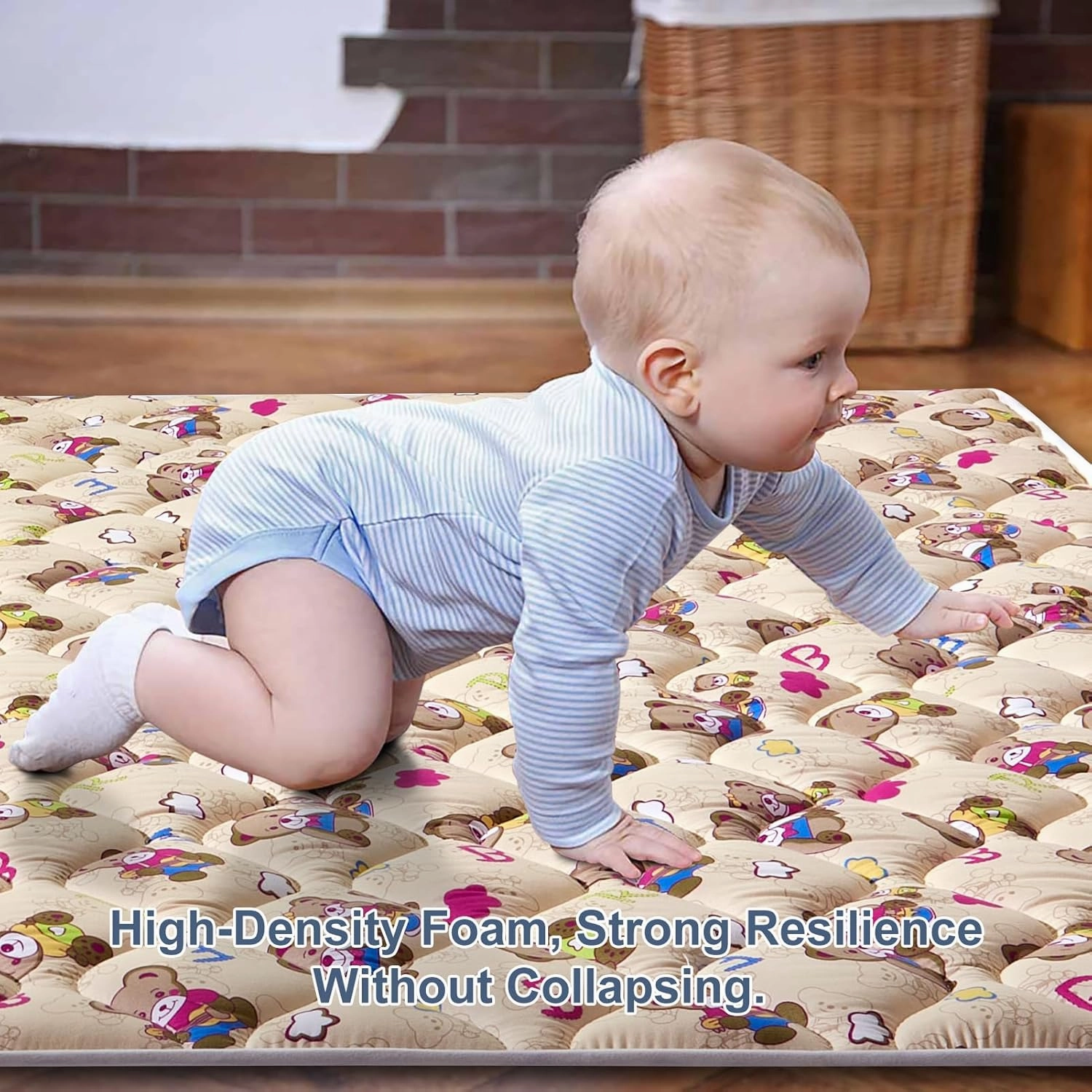 Vibe Bear Baby Play Mat - 79" X 71",Premium Thicker Foam One-Piece Crawling Mat, Extra Large Anti-Slip Activity Playmat for Babies, Toddlers & Infants