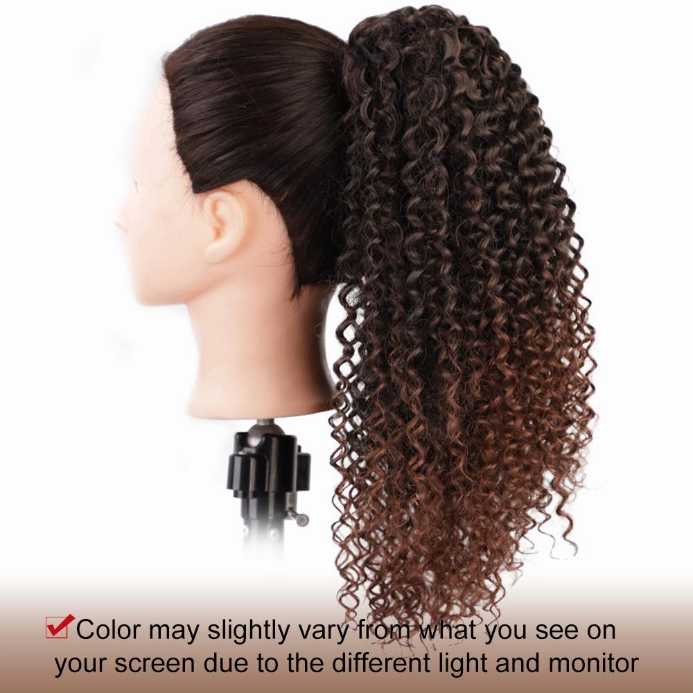 Vigorous Ponytail Extension 14Inch Drawstring Ponytail for Black Women Short Fluffy Afro Kinky Curly Pony Tails Hair Extensions (1B/33)