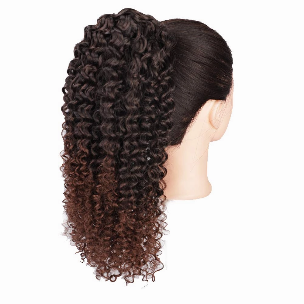Vigorous Ponytail Extension 14Inch Drawstring Ponytail for Black Women Short Fluffy Afro Kinky Curly Pony Tails Hair Extensions (1B/33)