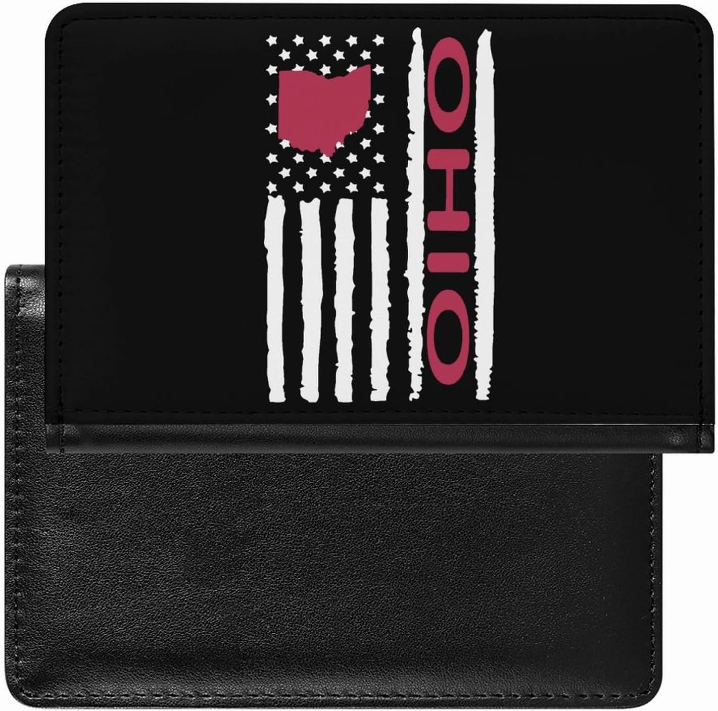 Vintage U.S. Ohio Map Flag Slim Passport Card Holder Cover Case Protector Cute Travel Essentials Wallet Unisex