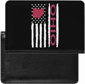 Vintage U.S. Ohio Map Flag Slim Passport Card Holder Cover Case Protector Cute Travel Essentials Wallet Unisex