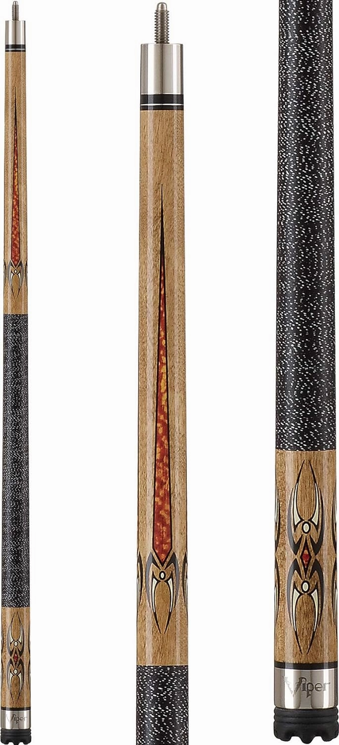 Viper Sinister 58" 2-Piece Billiard/Pool Cue, Natural Ash with Amber/Black Points
