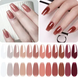 Vishine 12PCS Nude Red Pink Dusty Rose Burgundy Jelly Gel Nail Polish Set Semi-transparent Sheer Gel Polish Colors Translucent Soak Off UV LED Nail Polish Manicure Kit 8ml