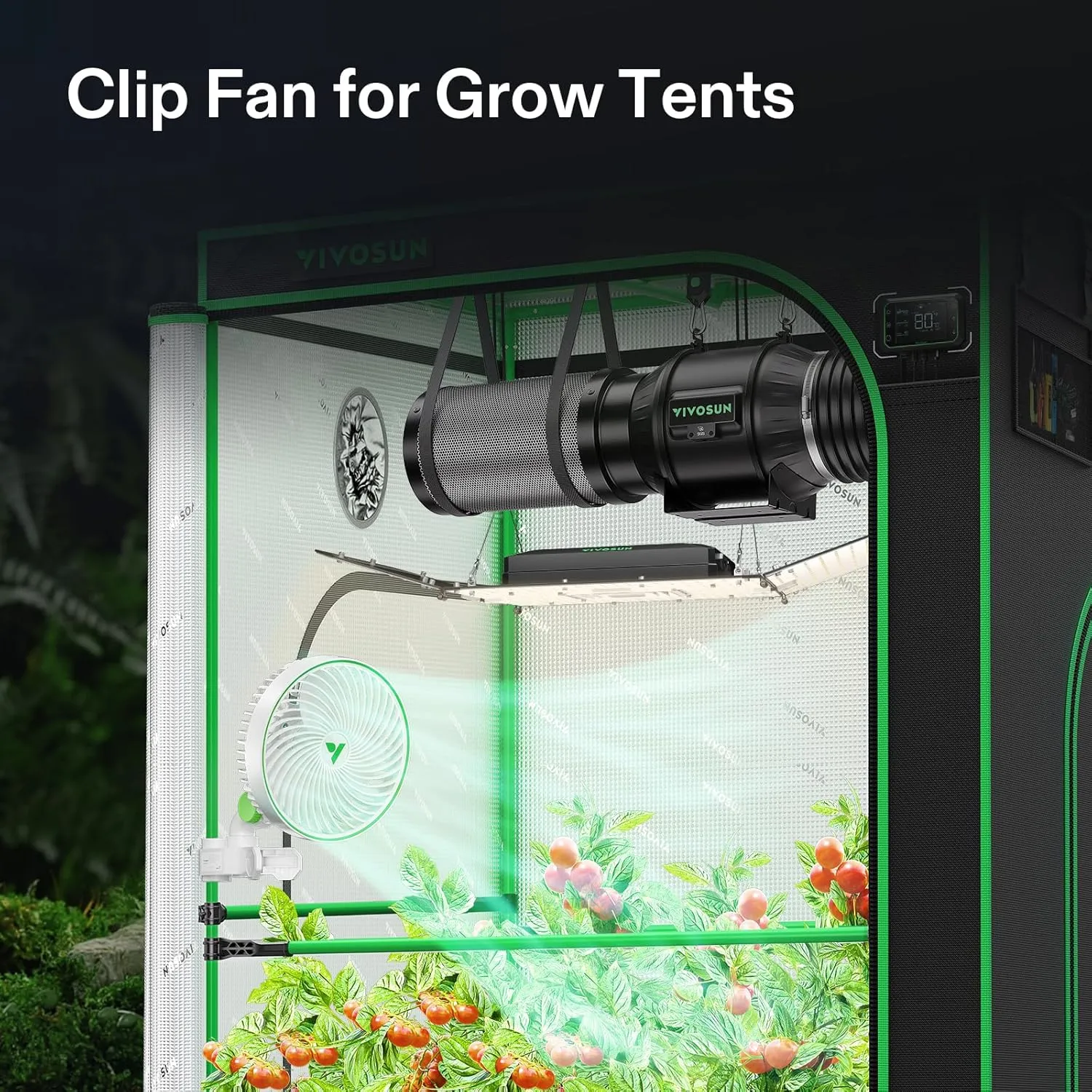 VIVOSUN AeroWave E6 Grow Tent Fan 6”, EC Motor, Smart Wifi Control, US Patented Auto Oscillating Clip fan, Weatherproof IP-54, Strong Airflow but Quiet for Hydroponic Ventilation Circulation, 1-Pack