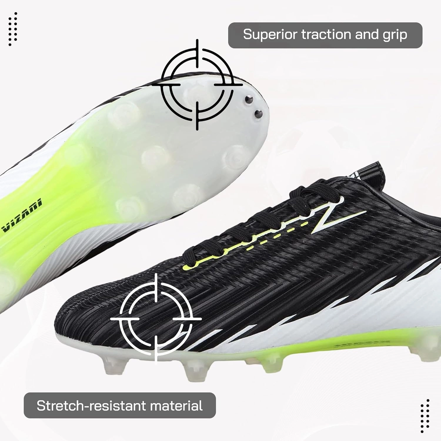 Vizari Tesoro Firm Ground Soccer Cleats for Mens - Lightweight & Durable Adult Soccer Cleats with Enhanced Traction - Mens Soccer Shoes with Padded Heel & Anti-Stretch Lining