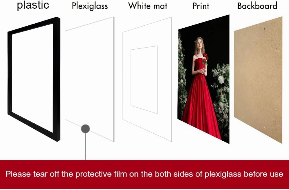 VNVNK 20x28 Frame Black, Display 20x28 Inch Picture without Mat Or 16x24 Inch Picture with Mat,Photo Poster Picture Frames for Wall Display - Set of 1