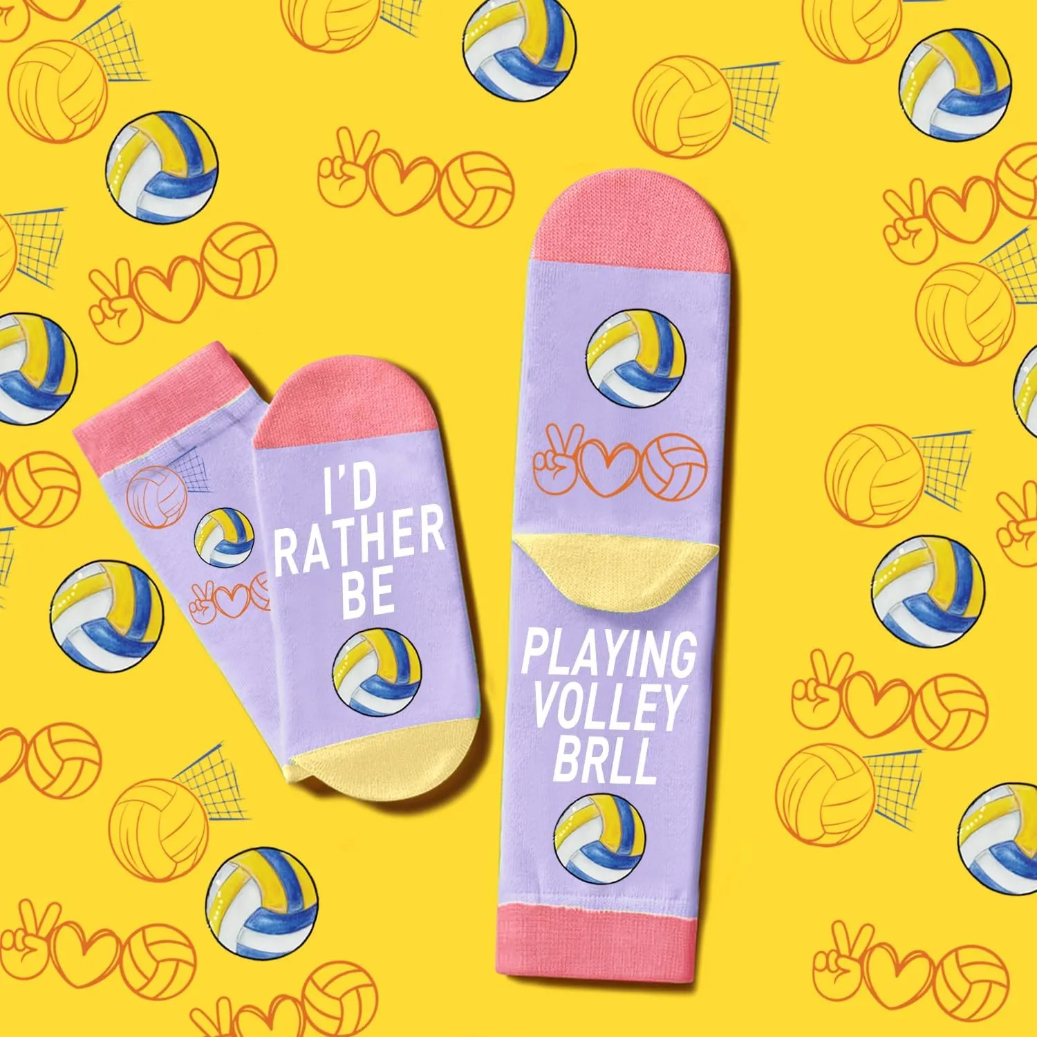 Volleyball Gifts for Girls Set Volleyball Stuff Volleyball necklace Volleyball Gifts Socks Volleyball Makeup Bag 50Pcs Volleyball Stickers-Volleyball Lovers Gifts