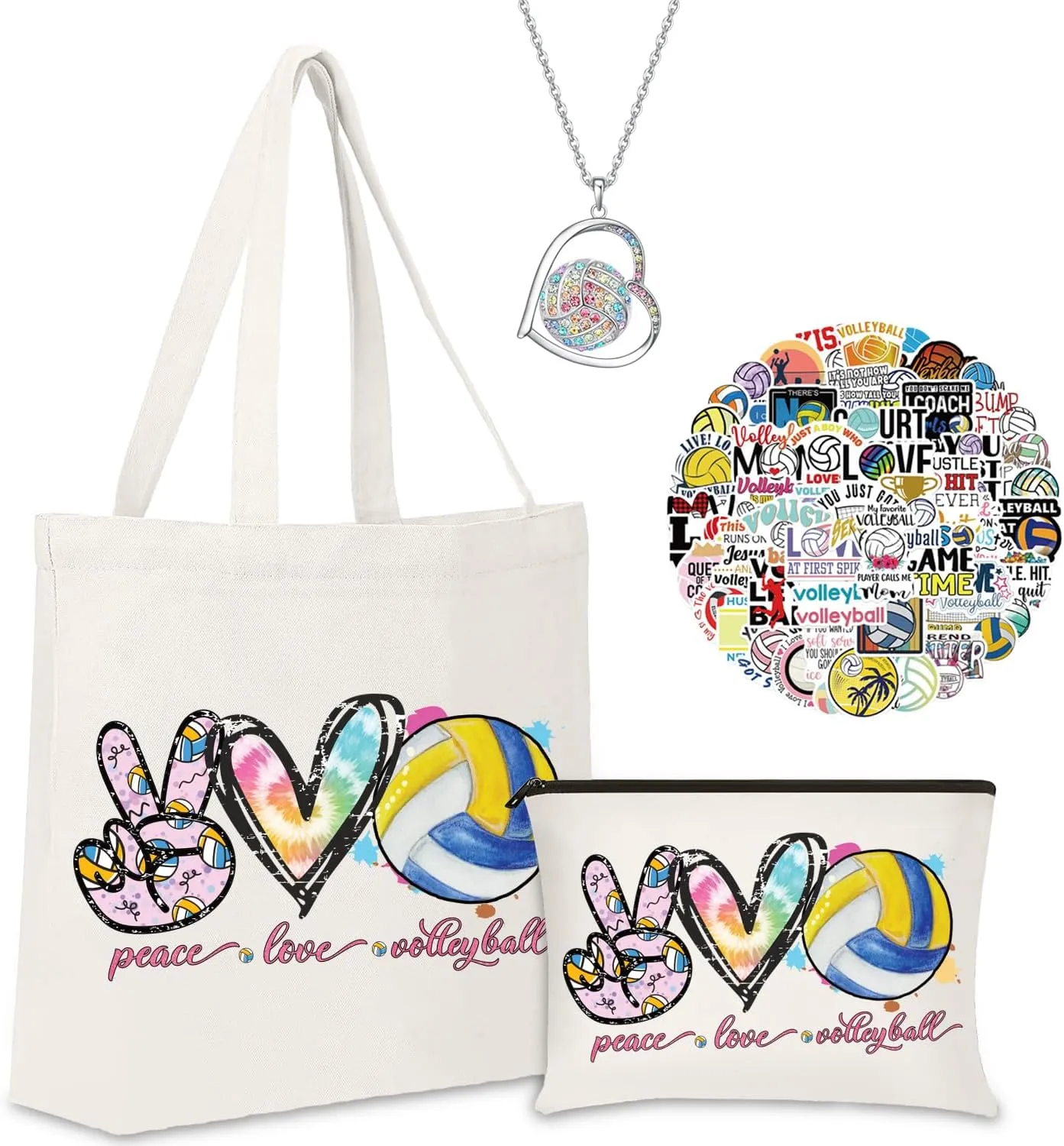 Volleyball Gifts for Girls Set Volleyball Stuff Volleyball necklace Volleyball Gifts Socks Volleyball Makeup Bag 50Pcs Volleyball Stickers-Volleyball Lovers Gifts