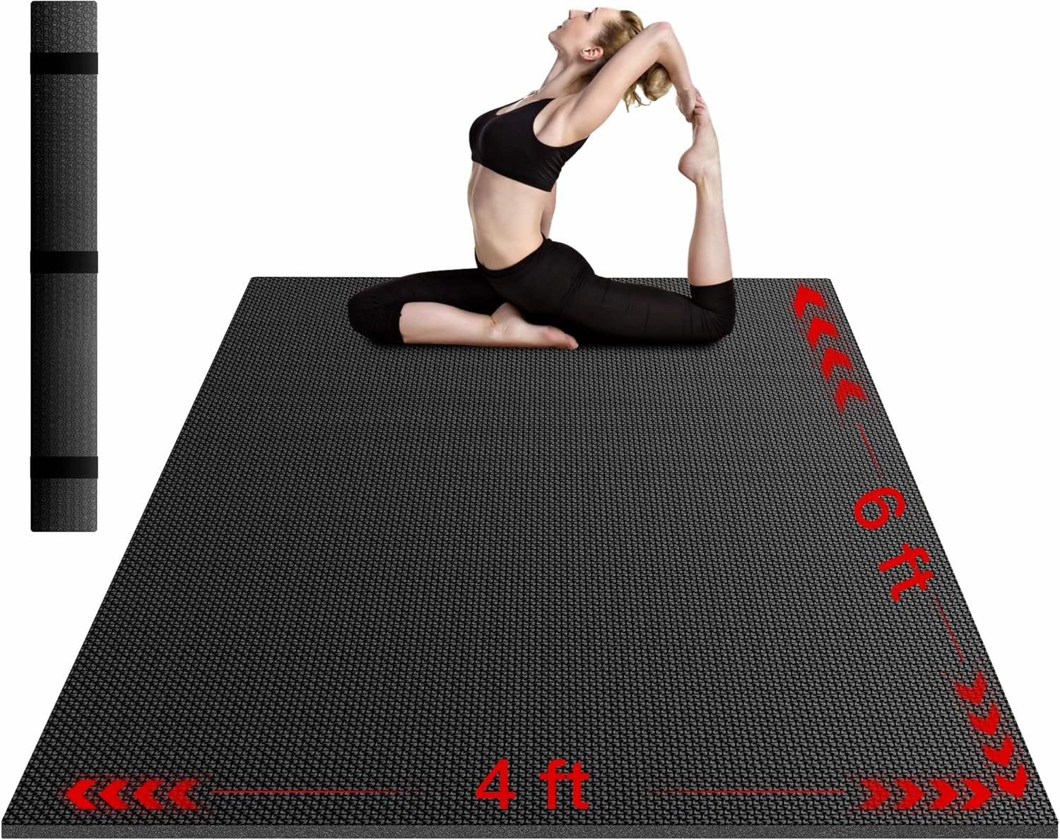 VTORY 8mm Large Exercise Mat, 6'x4'/7'x5'/8'x6'/10'x6', Extra Large Wide Yoga Mat, Non-Slip, Shock-Absorbing Workout Mat for Home Gym, Cardio, Strength, HIIT, MMA