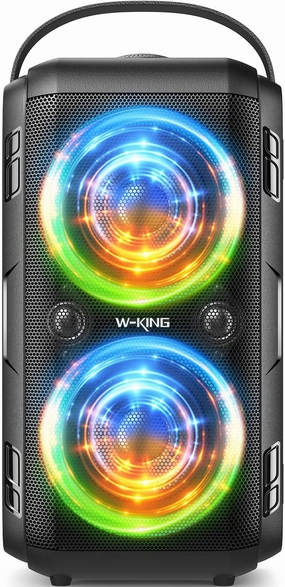 W-KING Party Loudest Portable Bluetooth Speaker Wireless Boom Box, 180W Max Big Large Outdoor Speaker 4 Drivers with 2*4.04'' Subwoofer, 80W HD Huge 105dB Pulse Natur Deep Bass, IPX5/24H/EQ/USB/TF/AUX