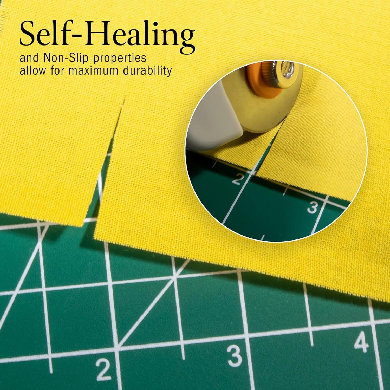 WA Portman Self Healing Cutting Mat & Rotary Cutter for Fabric Set - 12x18 Inch Rotary Sewing Cutting Mat - 5pc 45mm Rotating Cutter Fabric Blades