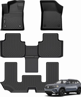Wailtnb-Floor Mats Custom for Volkswagen Atlas (6 Passenger Bucket) 2025-2018 All Weather Protection Waterproof TPE Rubber Car Floor Liners Full Set