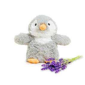 Warmies Microwavable Stuffed Animals, Grey Penguin - Heated Stuffed Animal Plushie for Warmth - Cute Soft Plush Toys for Adults & Children (Boys, Girls, Babies & Toddlers)