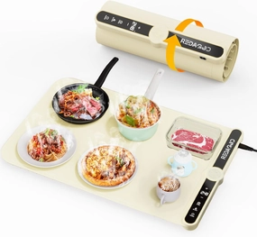 Warming Mat for Food, Redagod Electric Warming Tray with 9 Adjustable Temperatures and 6 Hours Timer, Fast Full Surface Graphene Heating Food Warmer, Roll Up Heating Pads for Parties Buffet Thawing
