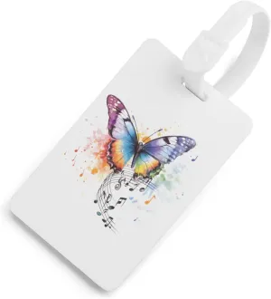 Watercolor Music Notes Butterfly Funny Luggage Tag Name ID Identify Suitcase Tags for Travel Bag Baggage Easy Identification