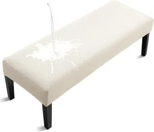 Waterproof Dining Bench Cover, Removable Bench Slipcover Washable Bench Seat Protector Cover for Living Room, Bedroom, Kitchen (Beige)