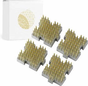 Wazakura 4PCS Interlocking Mini Ikebana Kenzan Flower Frog, Made in Japan, Japanese Floral Arranging Pin Holder - 1.25"(32mm) x1.18(30mm) Brass, 4PCS
