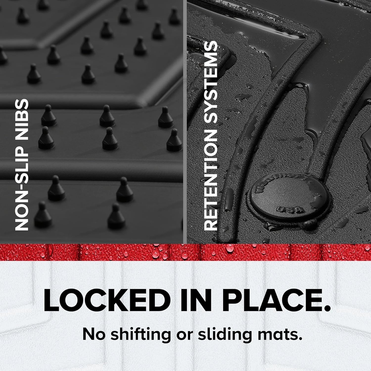WeatherTech FloorLiner HP Custom Fit Floor Mats for Dodge Durango, Jeep Grand Cherokee - 1st & 2nd Row (449301IM-443242IM), Black