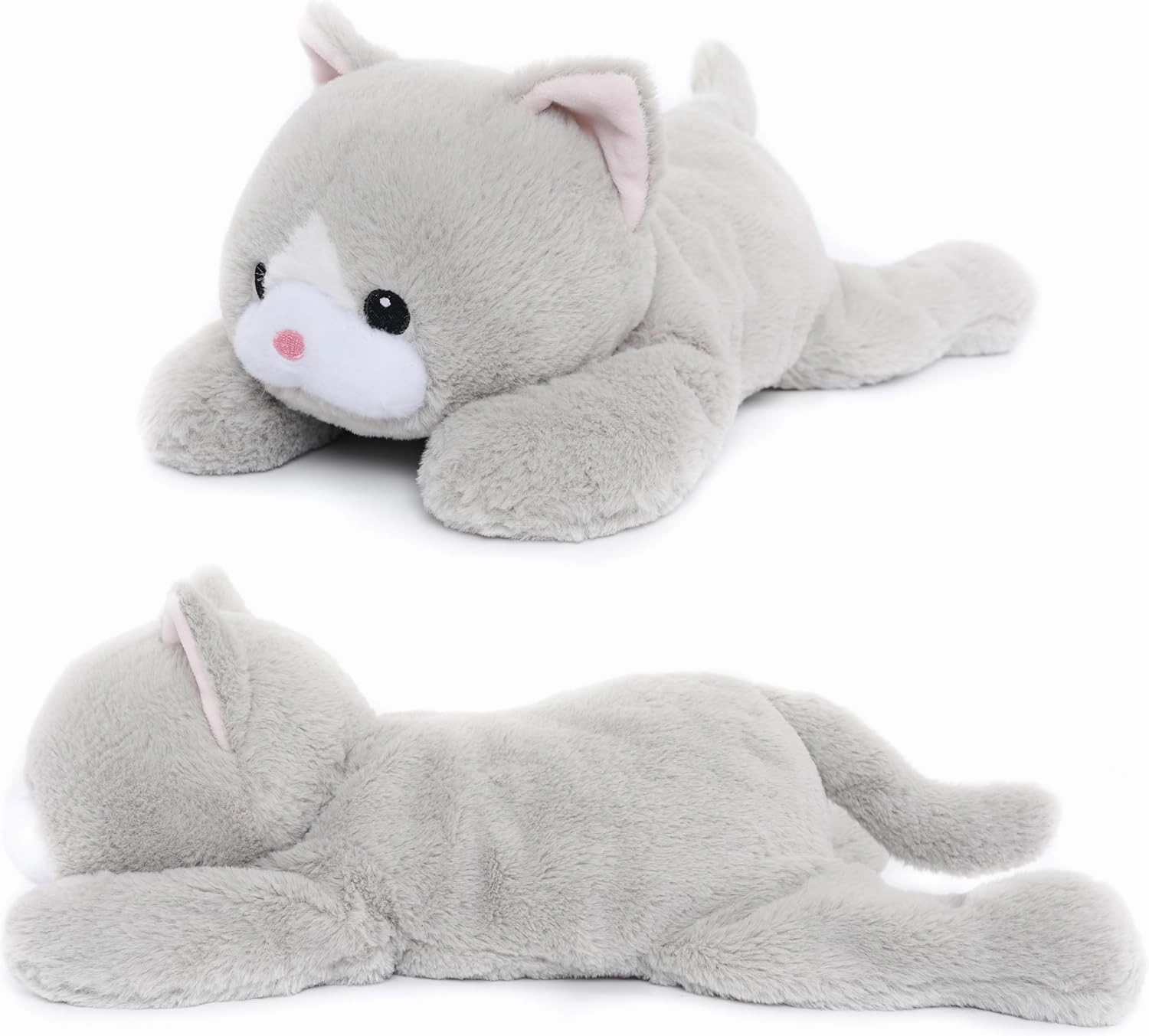 Weighted Cat Stuffed Animal Plush Toy with Embroidered Eyes and Removable Weight Pack - 28 Inches, 5 lbs for Kids and Adults