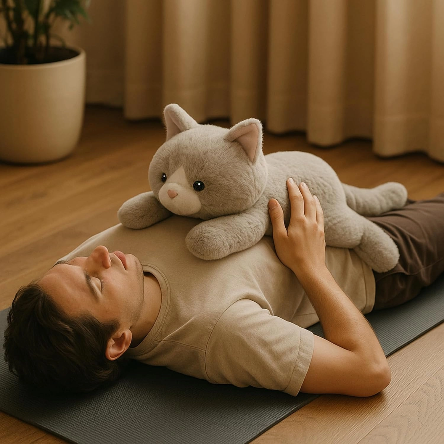 Weighted Cat Stuffed Animal Plush Toy with Embroidered Eyes and Removable Weight Pack - 28 Inches, 5 lbs for Kids and Adults