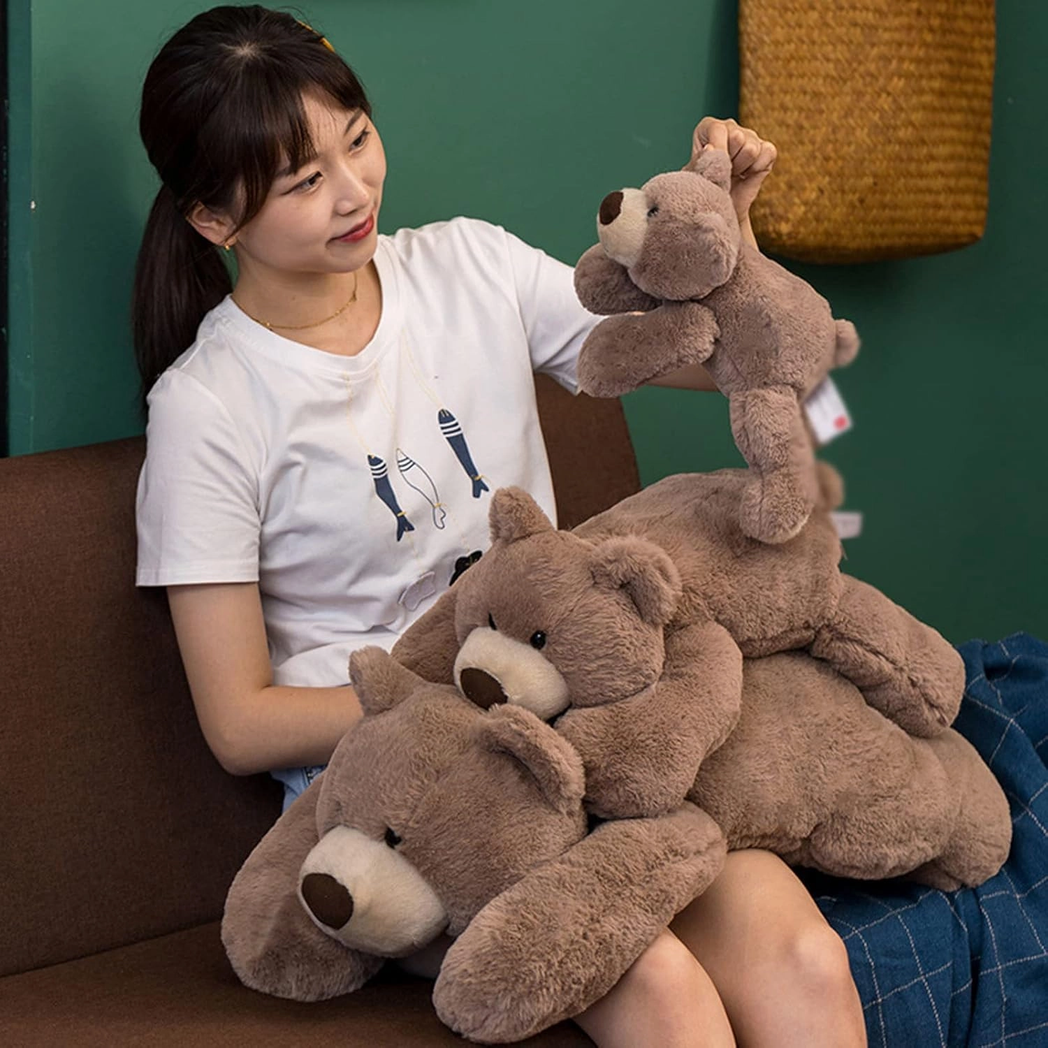 Weighted Stuffed Animals, 19.7" 3.3lbs Weighted Bear Stuffed Animal Toy Cute Brown Bear Plush Pillow Weighted Plush Animals Toy