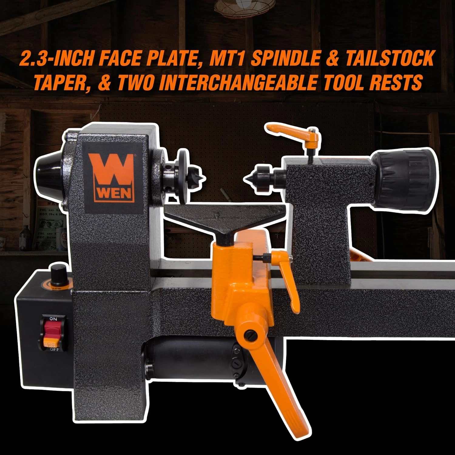WEN Mini Benchtop Wood Lathe, 8-Inch by 13-Inch with Variable Speed (LA3421)