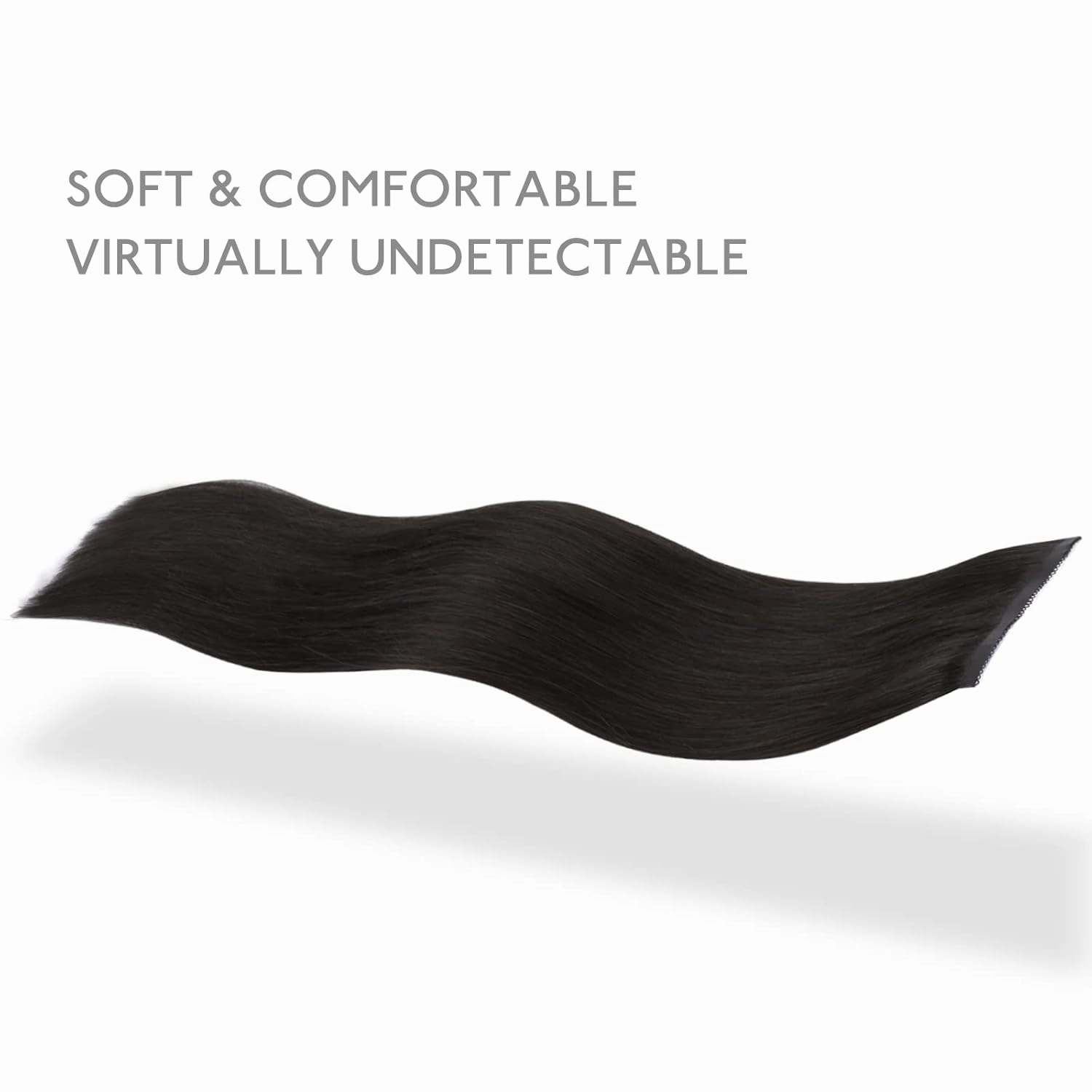 WENNALIFE Genius Seamless Clip-in Hair Extensions - 7pcs Ultra Invisible 50% Thinner Real Human Dark Brown Hair