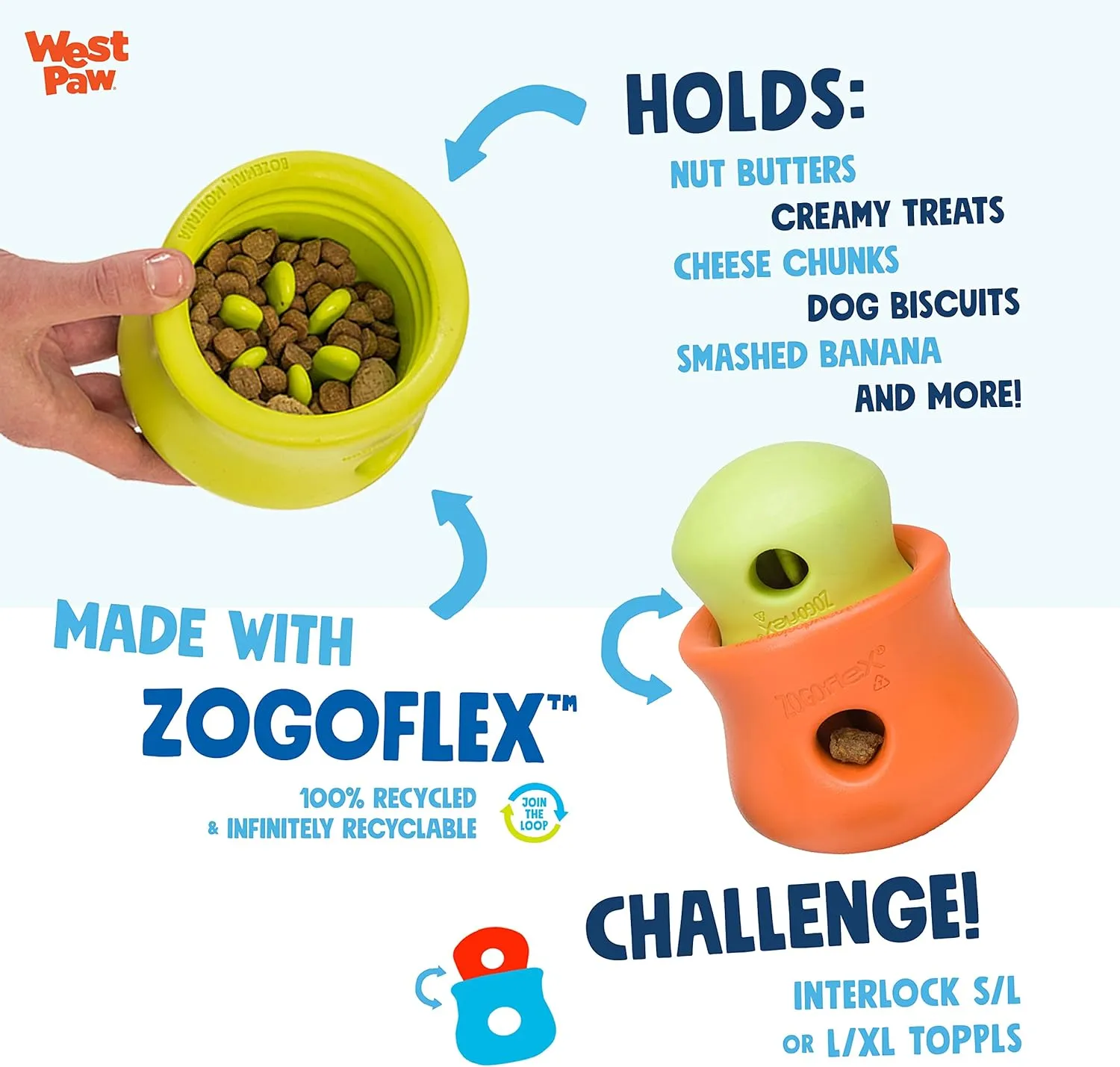 WEST PAW Zogoflex Toppl Interactive Treat Dispensing Dog Puzzle Play Toy, 100% Guaranteed Tough, It Floats!, Made in USA, Small, Black