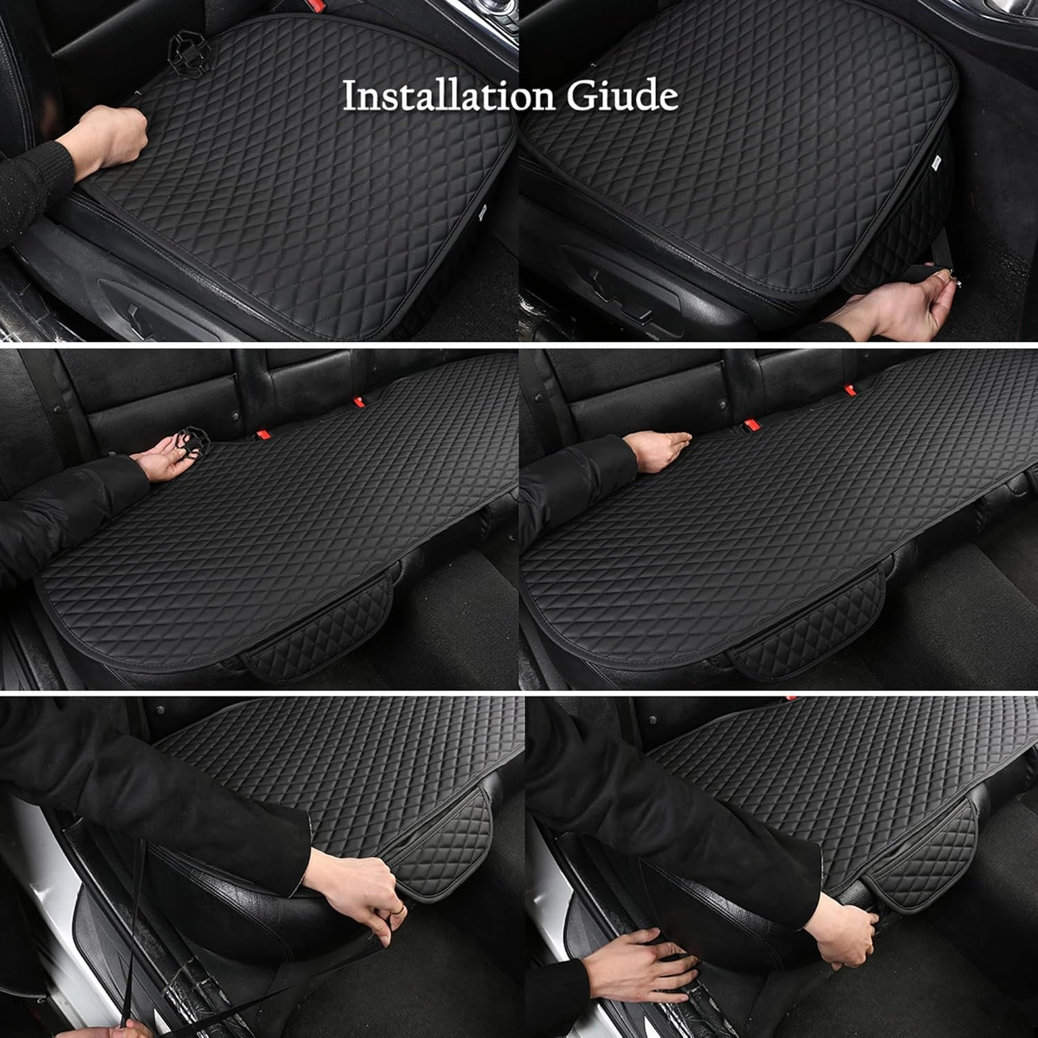 West Llama Pu Leather Car Seat Bottom Covers Protectors Include 1 Rear Bench Seat Cover Universal Fit 90% Vehicles,Beige