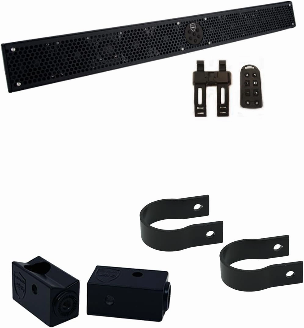 Wet Sounds Stealth 10 Ultra HD Black   UTV Mounting Kit, Slider Bracket & Round 1.75" Tube clamp