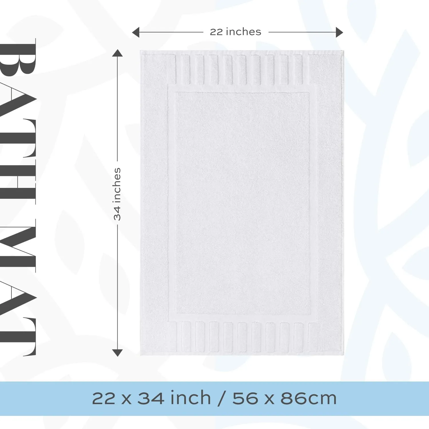 White Classic Luxury Bath Mat Floor Towel Set - Absorbent Cotton Hotel Spa Shower/Bathtub Mats [Not a Bathroom Rug] 22"x34" | 2 Pack | White