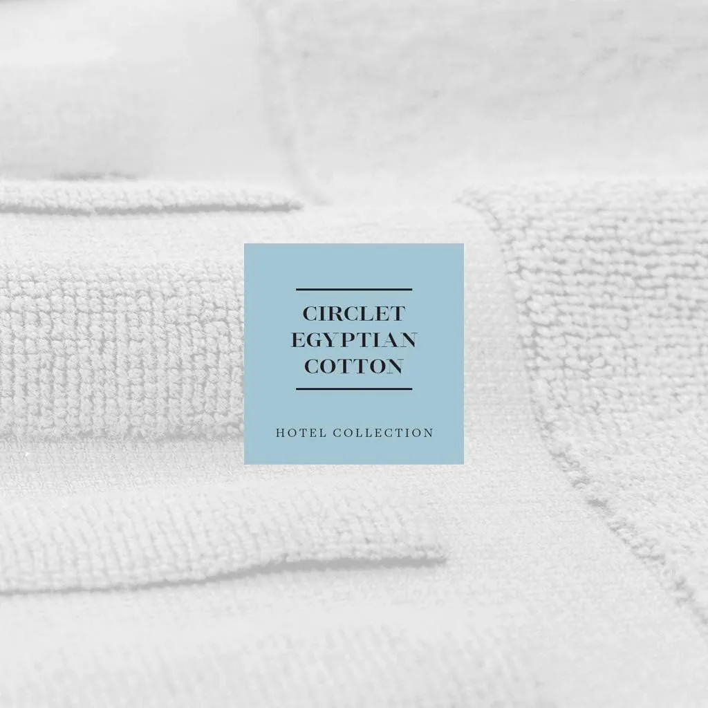 White Classic Luxury Bath Mat Floor Towel Set - Absorbent Cotton Hotel Spa Shower/Bathtub Mats [Not a Bathroom Rug] 22"x34" | 2 Pack | White
