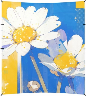 White Daisies Flowers Lemon Yellow Blue Stable Beach Tent UPF50  Protection Lightweight Outdoor Sun Shade with Carrying Bag for Camping Trips, Fishing, Backyard Fun or Picnics