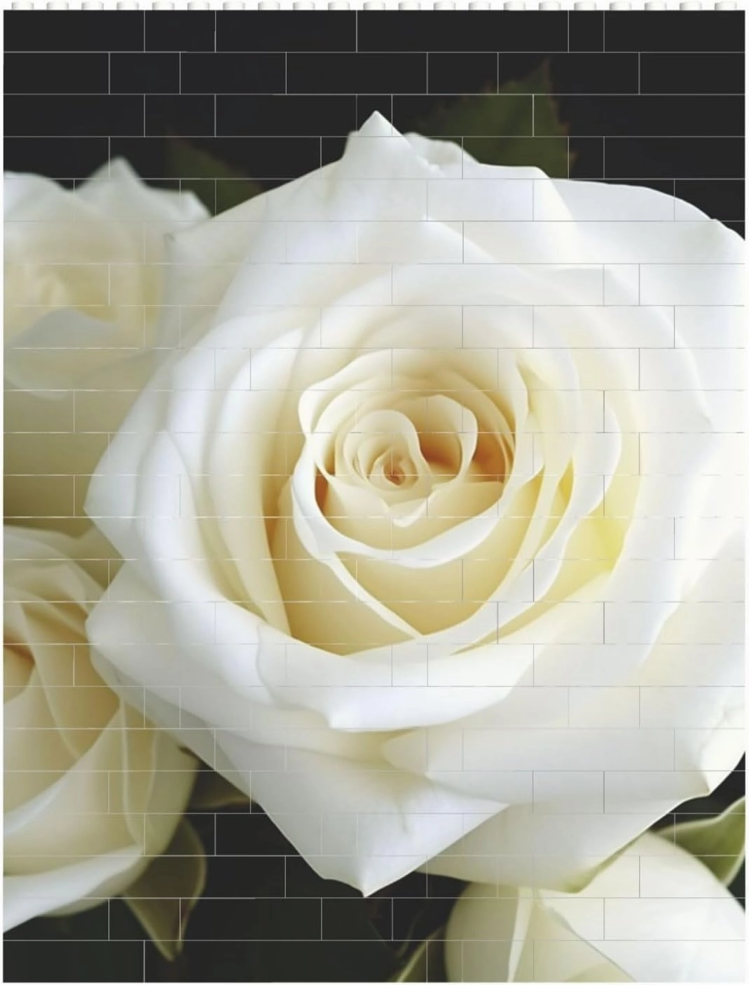 White Rose Building Block Puzzle Personalized Building Bricks for Adults Square Shaped Block Puzzle Building Brick Block Puzzles Valentine's Day Gifts for Home Decor Brick Puzzle
