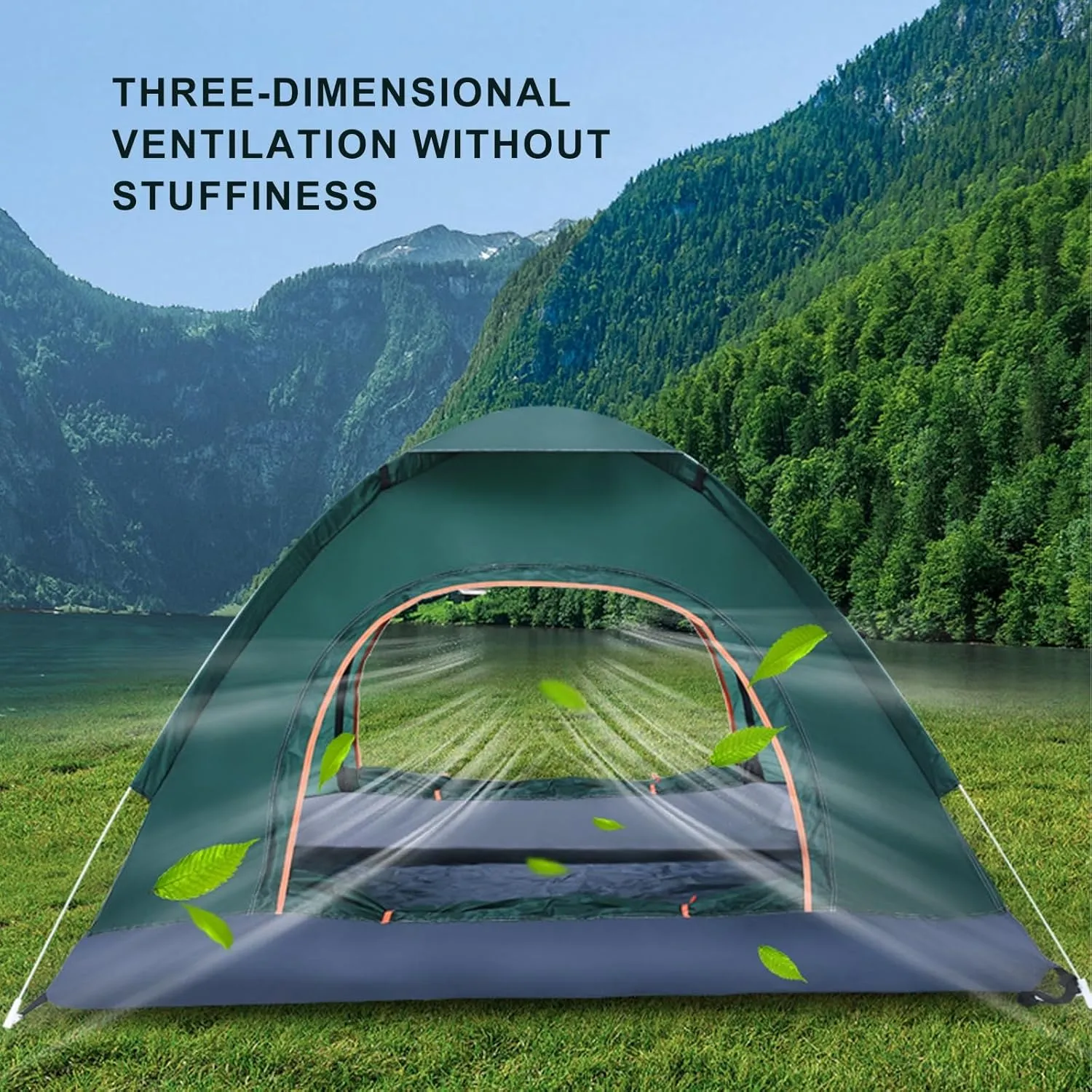 WHYATT Glamping Tent, Tents for Camping 2/3/4/5 Person, Tent Waterproof, Spacious, Portable Backpacking Tent for Hiking, Pop Up Tent