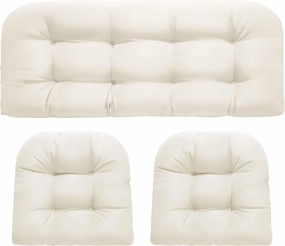 Wicker Chair Cushions, Waterproof Outdoor Loveseat Cushions for Patio Furniture, 3 Pieces Wicker Furniture Cushions, 1 Loveseat and 2 U-Shaped Cushions, Cream