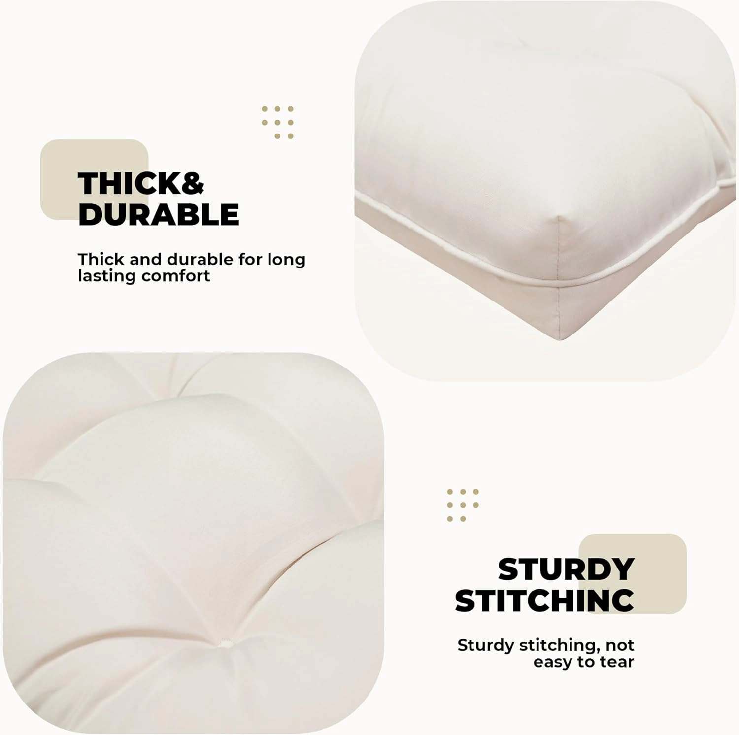 Wicker Chair Cushions, Waterproof Outdoor Loveseat Cushions for Patio Furniture, 3 Pieces Wicker Furniture Cushions, 1 Loveseat and 2 U-Shaped Cushions, Cream