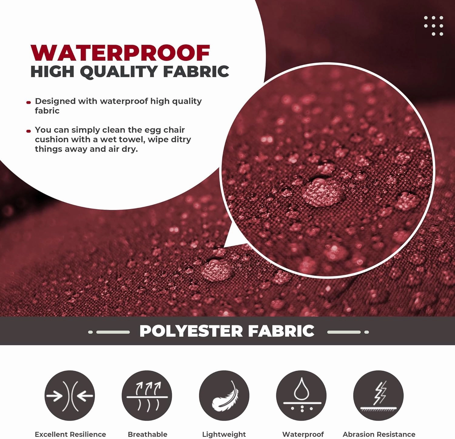 Wicker Chair Cushions, Waterproof Outdoor Loveseat Cushions for Patio Furniture, Tufted Wicker Furniture Cushions, 1 Loveseat and 2 U-Shaped Cushions, Red