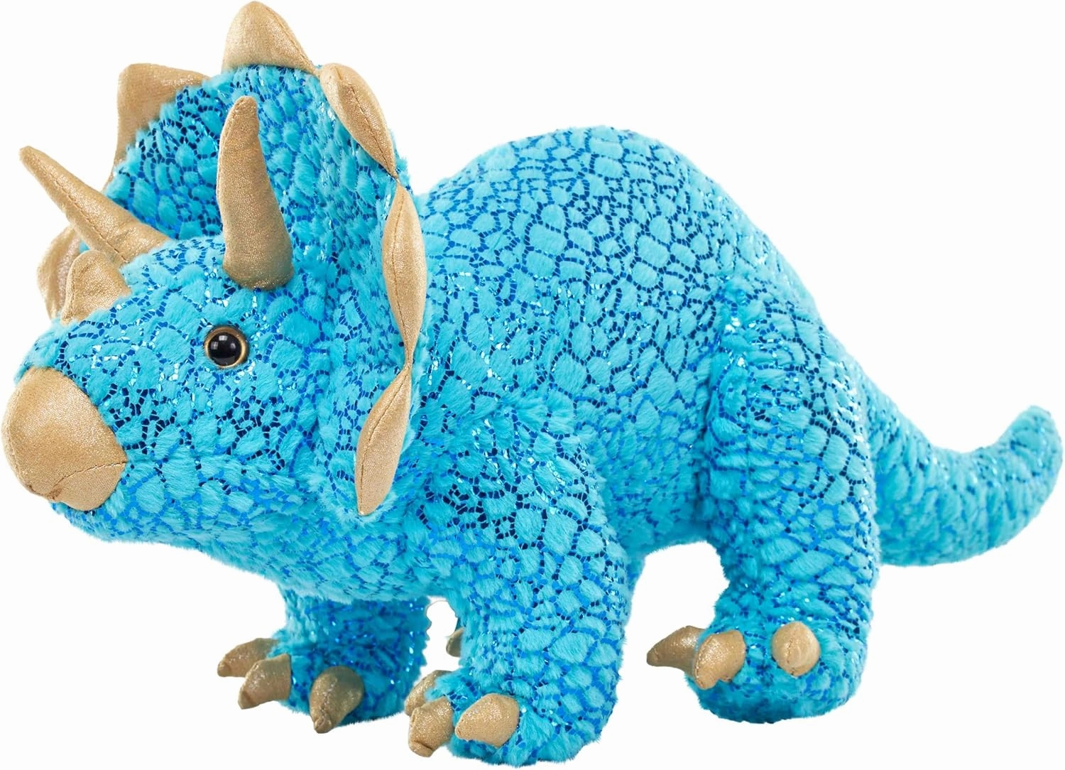 Wild Republic Foilkins Dino Triceratops, Stuffed Animal, 12 Inches, Plush Toy, Fill is Spun Recycled Water Bottles